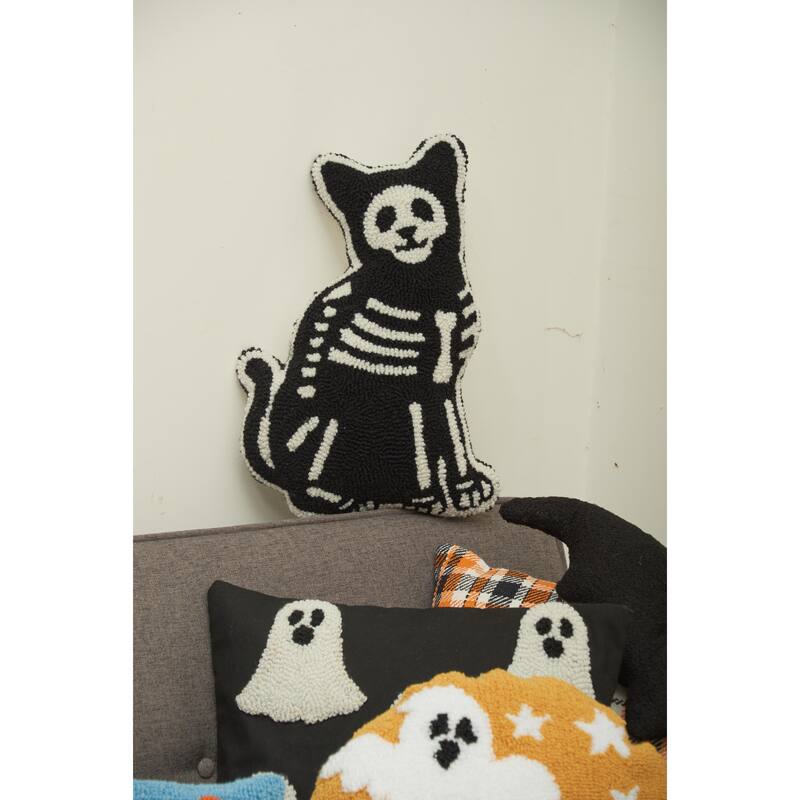 Cat Skeleton Shaped Hooked Pillow