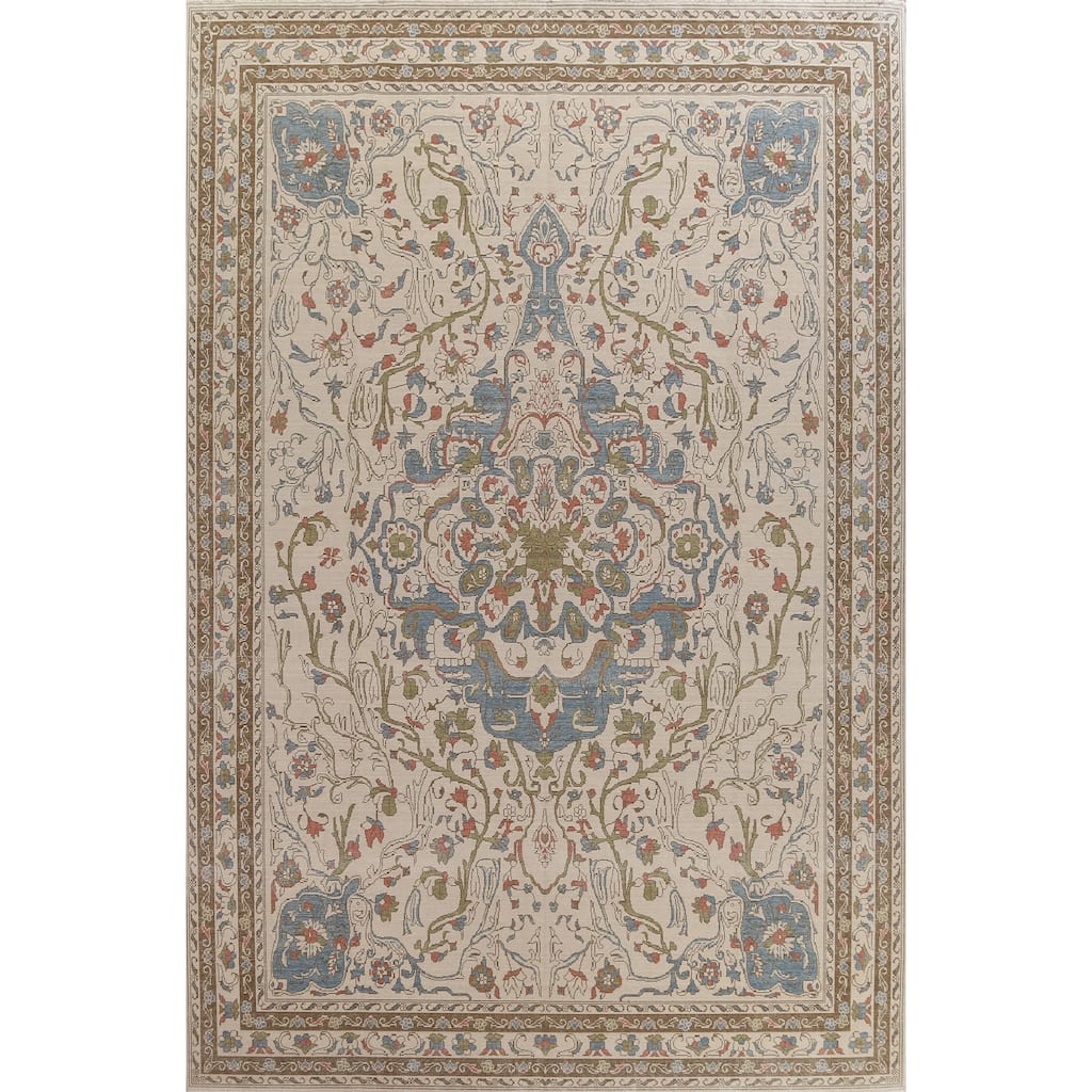 Floral Traditional Oushak Turkish Oriental Wool Area Rug Hand-knotted - 9'9" x 13'0"