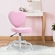 preview thumbnail 1 of 7, HOMCOM Heart Love Shaped Back Design Office Chair with Adjustable Height and 360 Swivel Castor Wheels, Pink 15.75" W x 19.75" D x 31"-35" H - Pink