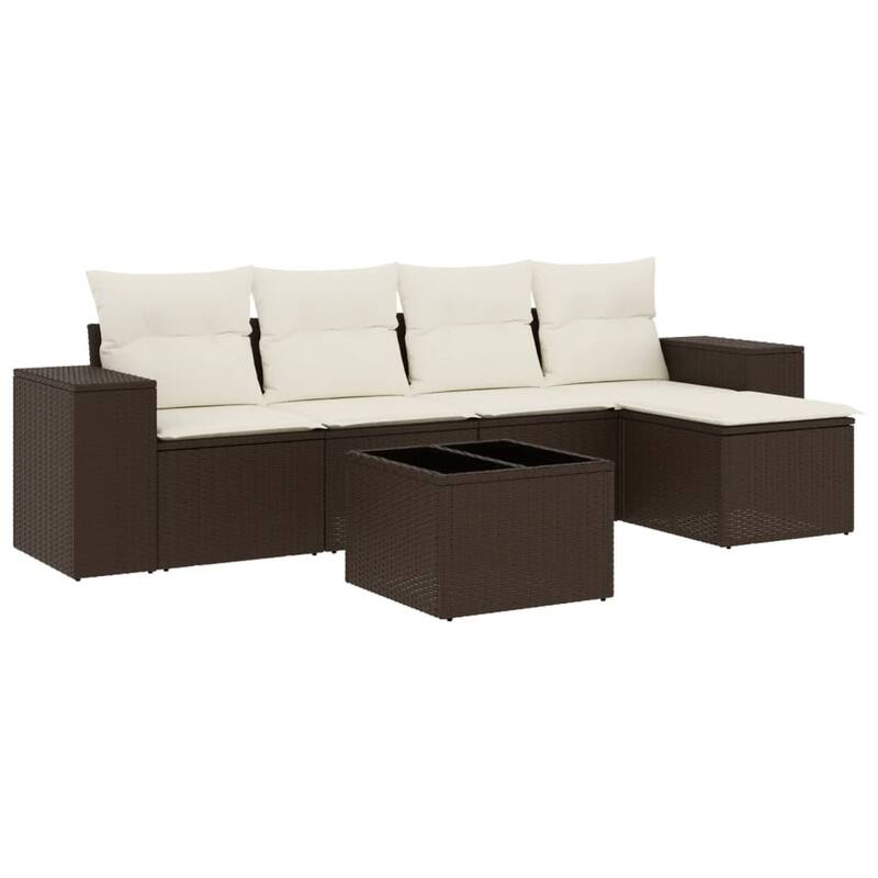 vidaXL Patio Sofa Set with Cushions Outdoor Conversation Furniture Poly Rattan