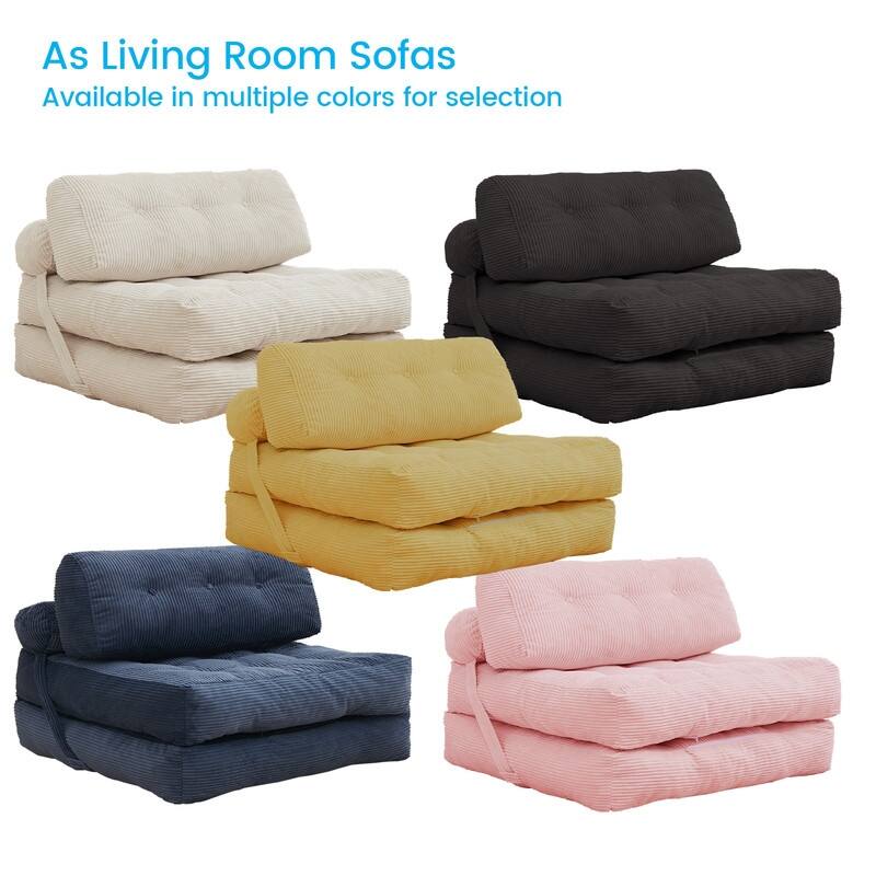 Mixoy W32''/W50'' Corded Velvet Fabric Folding Floor Lazy Futon Sofa Bed