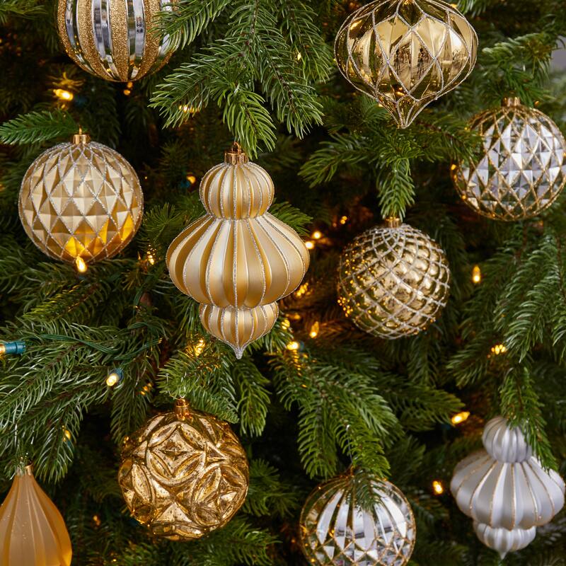 12ct Gold and Silver Shatterproof 3-Finish Christmas Ornament 4" (100mm)