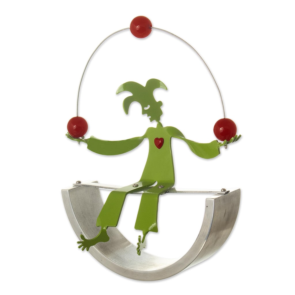 Novica Handmade Jolly Juggler Aluminum Sculpture