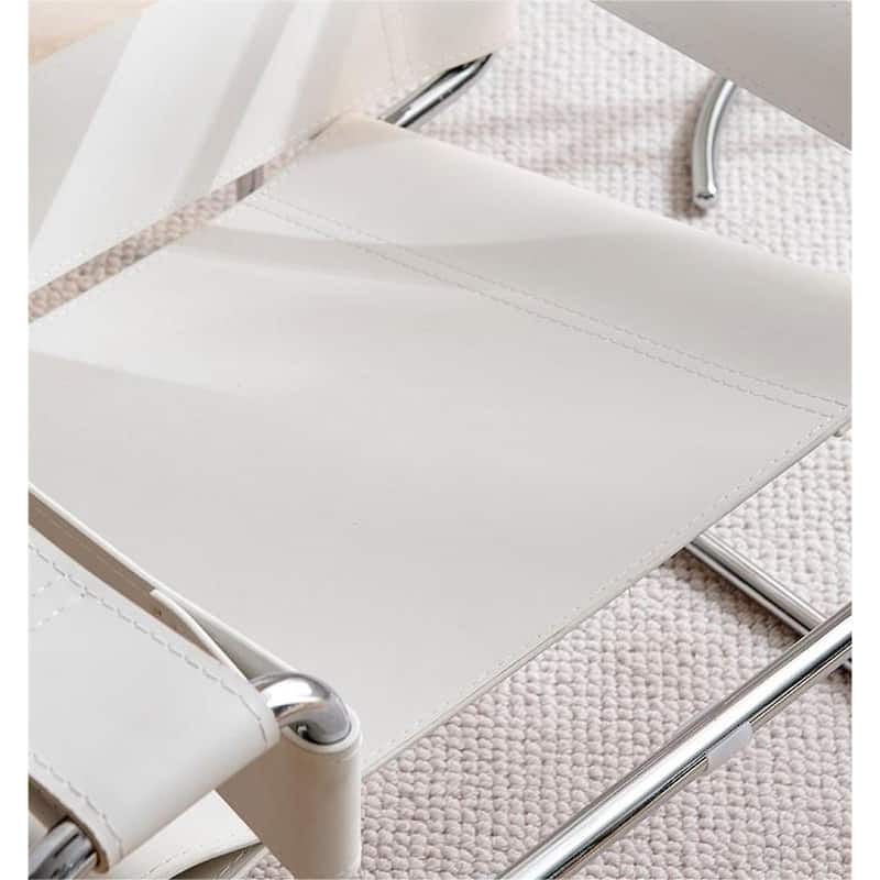 Momei Mid-Century Modern Saddle Leather Accent Chair with Stainless Steel Chair Leg