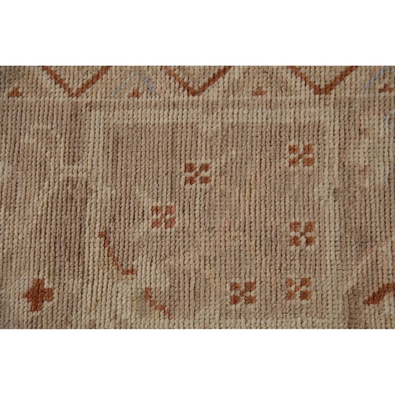 Vegetable Dye Oushak Turkish Large Rug Hand-Knotted Floral Wool Carpet - 9'11"x 14'0"