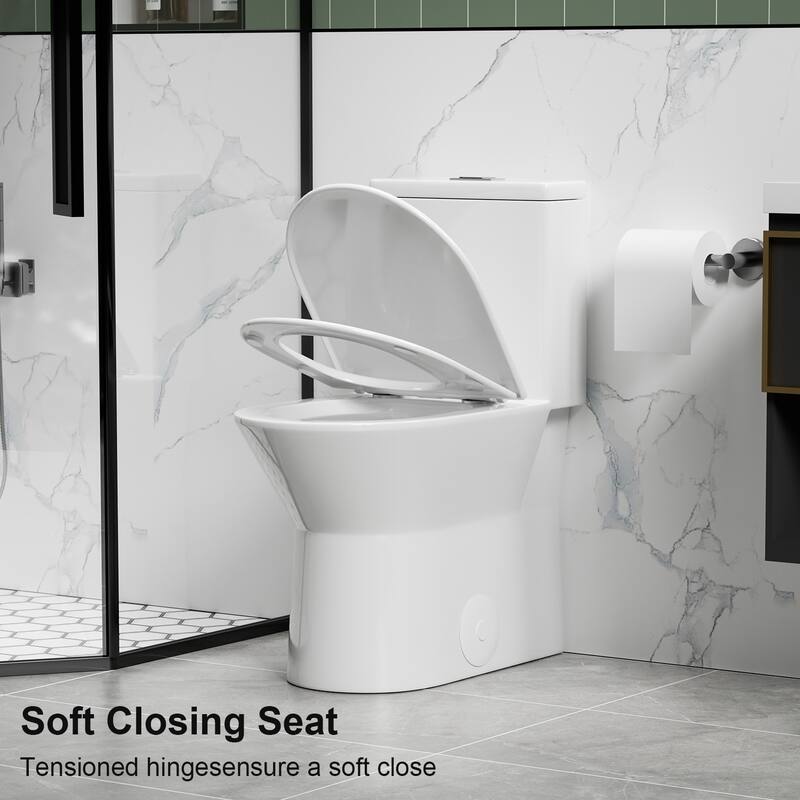 1.1/1.6 GPF Tornado Flush One-Piece Toilet with Comfort Chair Seat ADA Height 17",Powerful & Quiet Dual Flush Modern Toilet