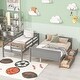 preview thumbnail 2 of 7, Grey Twin over Full Pine Wood Bunk Bed with 2 Drawers, Slide, Shelves, Convertible to Two Beds