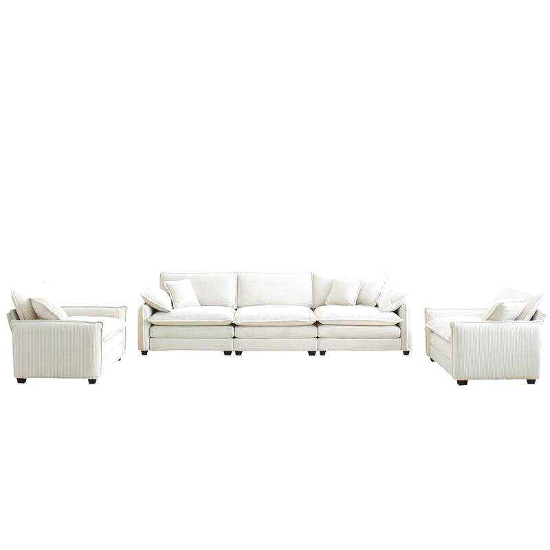 3+1+1 Seater Ergonomic Modular Sectional Sofa Set with Pillows