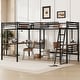 preview thumbnail 3 of 9, Black Twin Size Double Loft Bed with 2 Built-in Desks, Metal Loft Bed Frame with Safety Guardrails, Space-Saving Noise Free