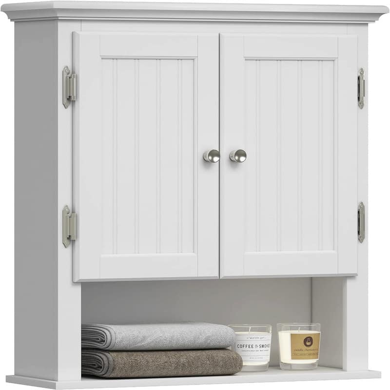 Bathroom Cabinet Wall Mounted - 8"D x 23"W x 25"H - 8"D x 23"W x 25"H - Wood Finish - White