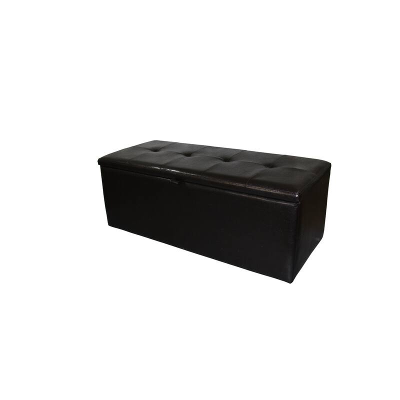 Brown Faux Leather Storage Bench