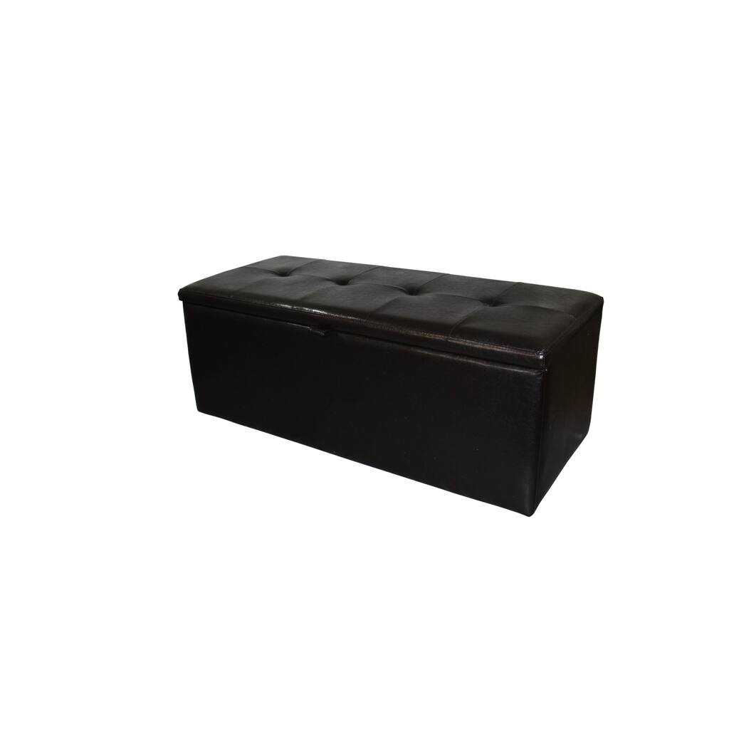 Brown Faux Leather Storage Bench