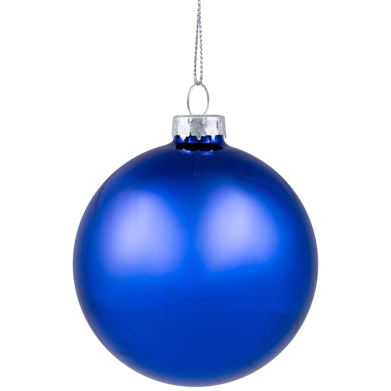 9ct Shiny Matte Blue and Silver Glass Ball Christmas Ornaments 2.5"