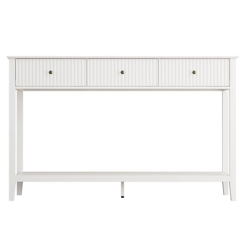 Fluted Console Table with 3 Drawers