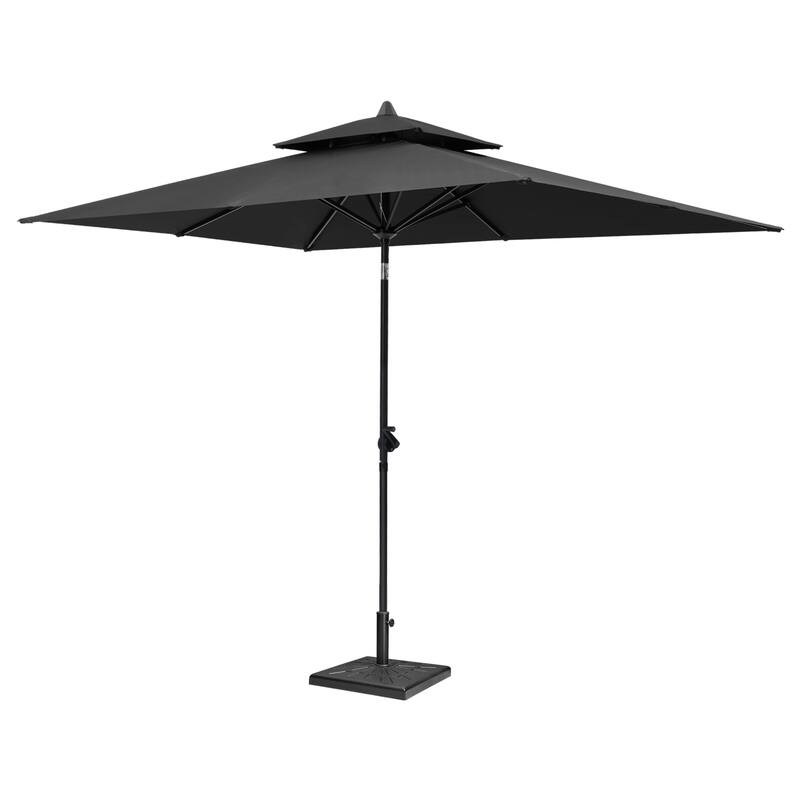 Crestlive Products 9 x 5 FT Double Top Patio Outdoor Market Umbrella and Base Stand