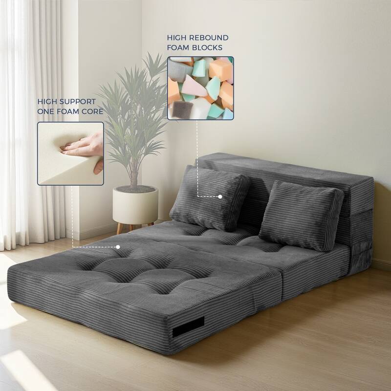 Corduroy Convertible Sofa Bed,Floor Sleeper Sofa