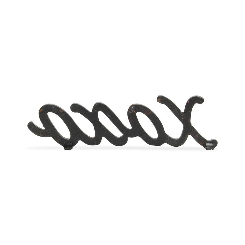 3" Black Cast Iron Hand Painted XOXO Sentiment Tabletop Sculpture - 9.75 x 0.5 x 2.75