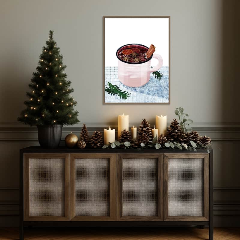 Mulled Wine by Goed Blauw (23 x 30 in.), Framed Canvas Wall Art Print - Sylvie Dark Gold