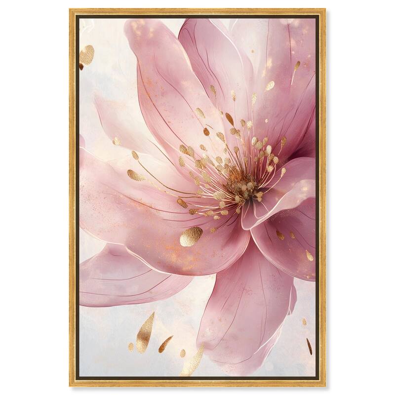 Pink and Gold Bloom Canvas by Art Remedy - Gold - 36" x 54"