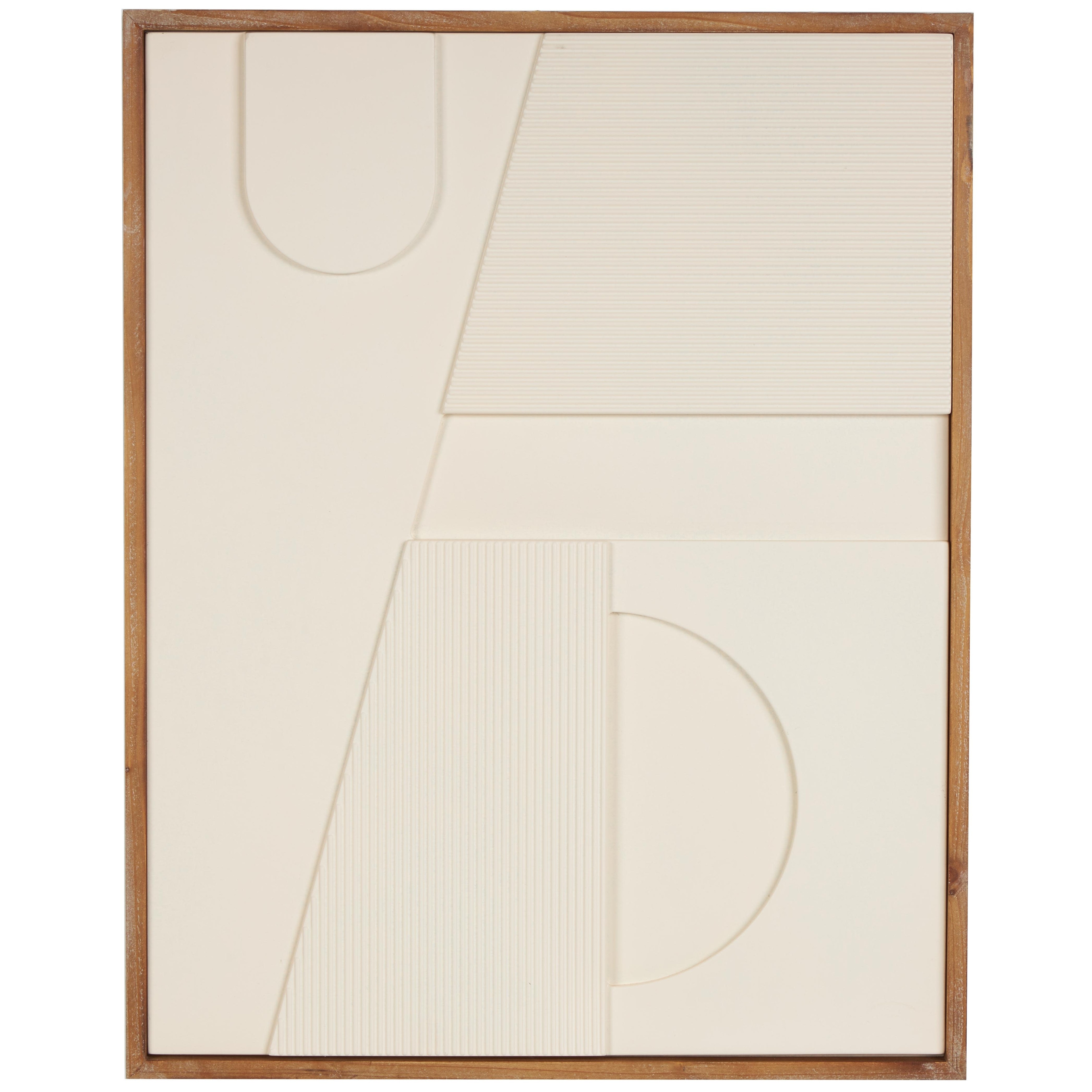 Wood Geometric Dimensional Art Deco Arched Living Room Wall Decor with Brown or Black Frame - Cream or White - Roche River Decor