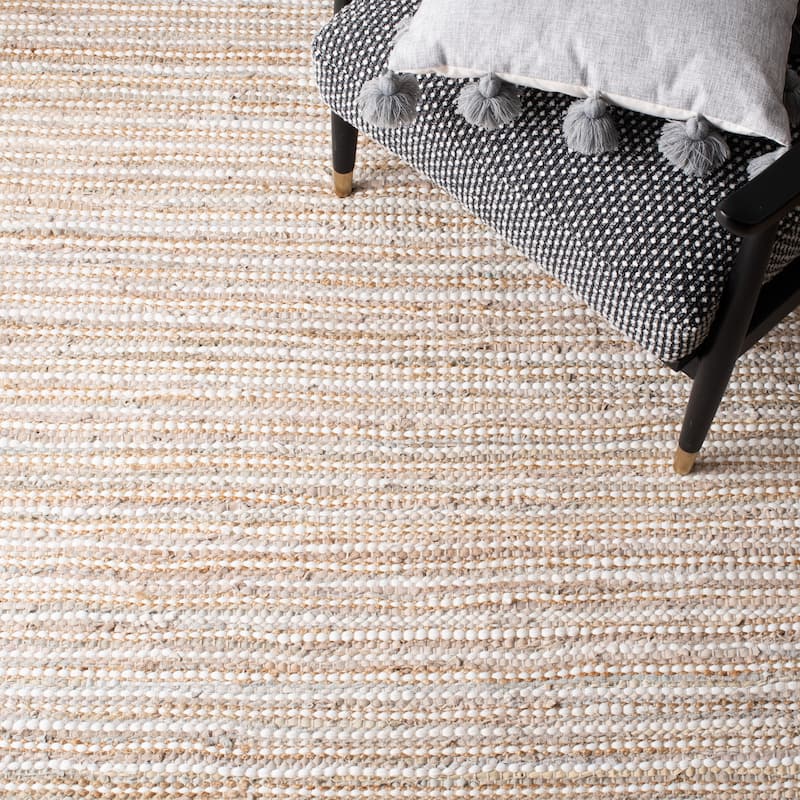 SAFAVIEH Handmade Vintage Boho Leather Zhanna Modern Stripe Leather Rug with Fringe