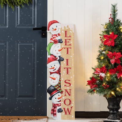Glitzhome 41.75"H Wooden Christmas Snowman Lighting Porch Decor - Multi