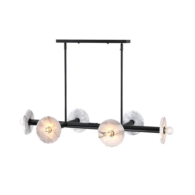 Fina 6-Light Matte Black Modern Linear Chandelier for Dining Areas - 37.75
