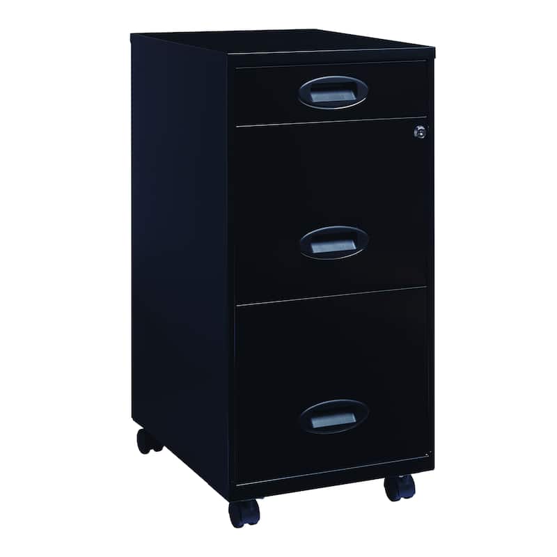 Space Solutions Black 3-drawer Mobile File Cabinet - Black - Letter