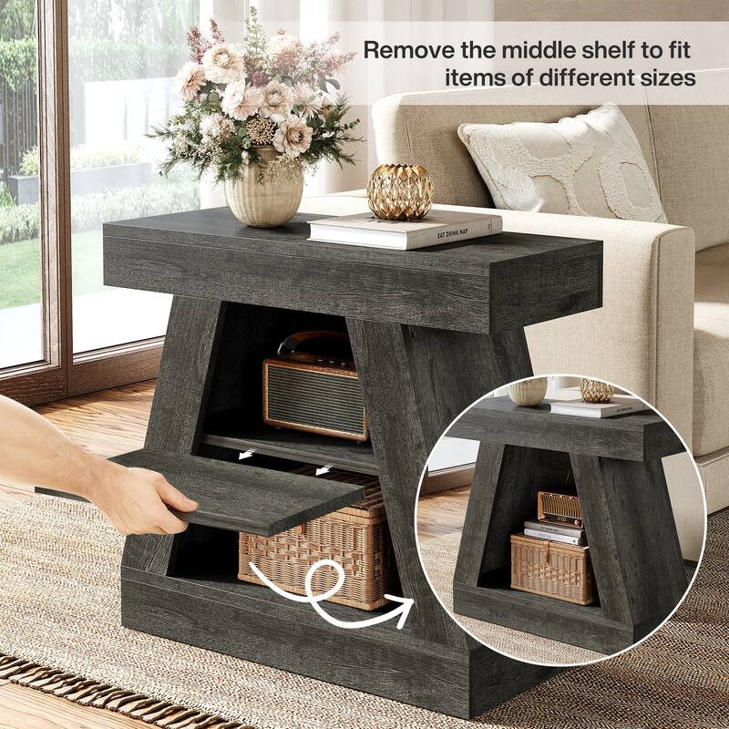 3-Tier End Table Side Table with Storage for Sofa Couch Living Room