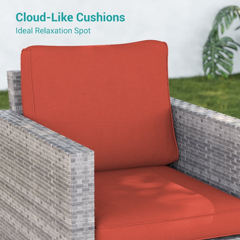 BONOSUKI 3-Piece Patio Sofa Set Grey Rattan with Side Table