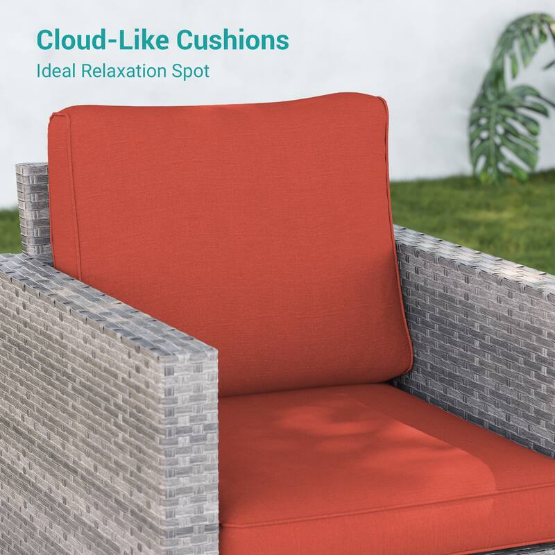 BONOSUKI 5-Piece Patio Sofa Sets Grey Rattan Outdoor Furniture Set