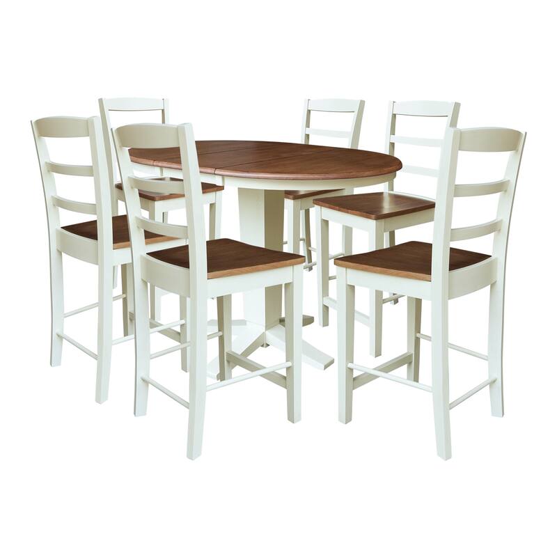 36" Round Extension Table with Counter Height Stools - 7-Piece
