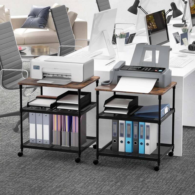 Costway 3-Tier Printer Stand Rolling Fax Cart with Adjustable Shelf & - See Details