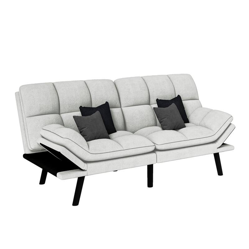 Moasis 70.8" Futon Sofa Bed Convertible Upholstered Couch Sleeper with Reclining Sleeper Split Tufted Back