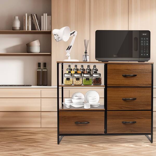 Fabric Dresser with 4 Drawers and 2 Side Shelf, Lightweight Industrial  Storage Unit Organizer for Entryway, Bedroom - as picture - Bed Bath &  Beyond - 37668659