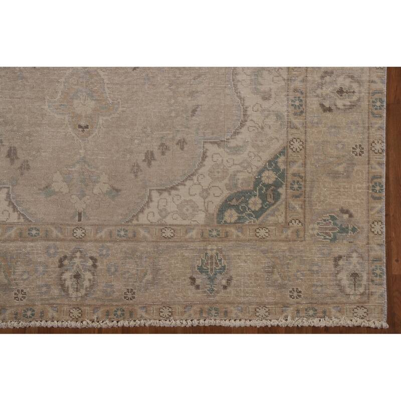 Vintage Distressed Tabriz Persian Rug Handmade Oriental Wool Carpet - 6'4" x 9'3"