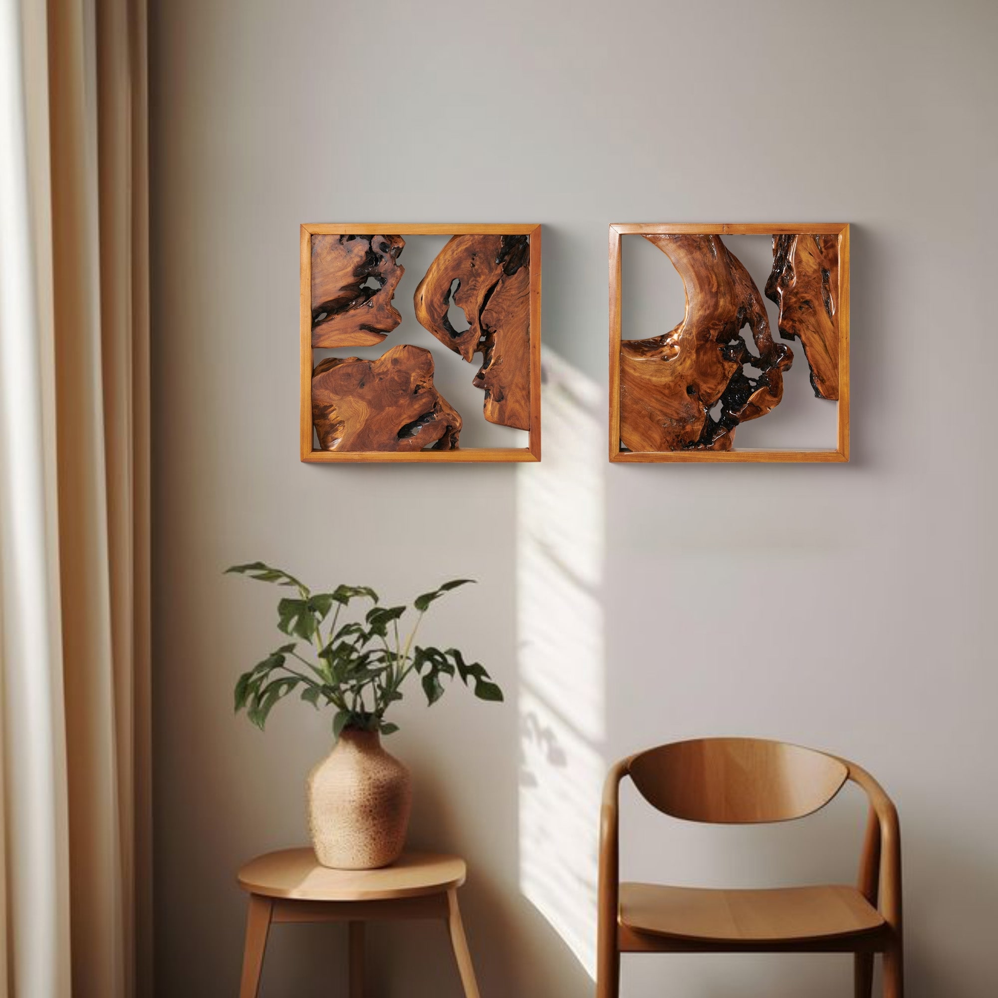 Greenage Rustic Cedar Live-Edge Carved Wall Art - On Sale
