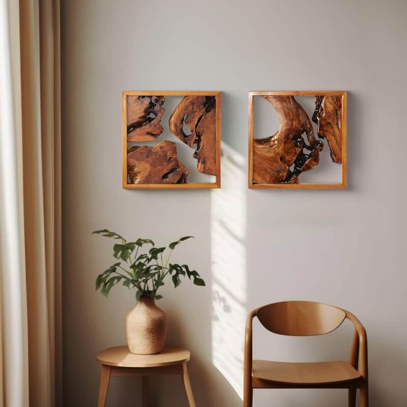 Greenage Rustic Cedar Live-Edge Carved Wall Art