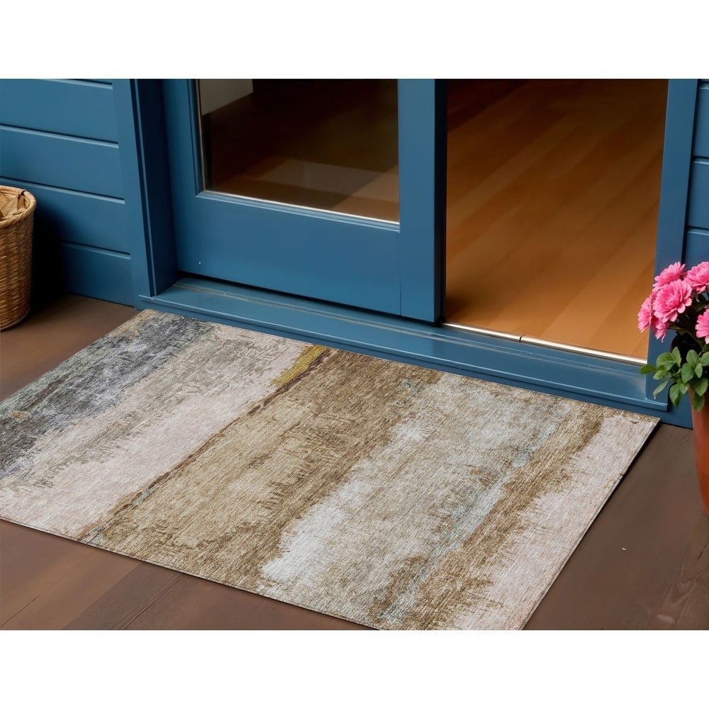 HomeRoots Abstract Transitional Rectangle Outdoor Rug
