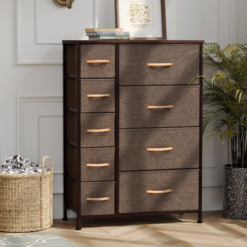 Pellebant Fabric Vertical Dresser Storage Tower with 9 Drawers - Brown - 9-drawer