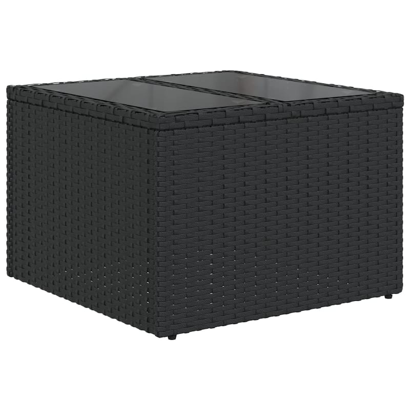 vidaXL 10 Piece Patio Sofa Set with Cushions Black Poly Rattan - 24.4" x 24.4" x 27.2"