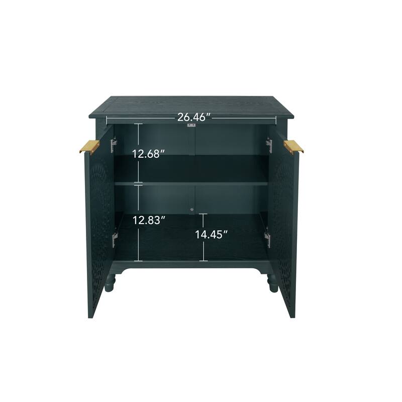 Hollow-Carved 2 Door Accent Cabinet Sideboard Buffet Storage Cabinet with Adjustable Shelf for Entryway Living Room Bedroom