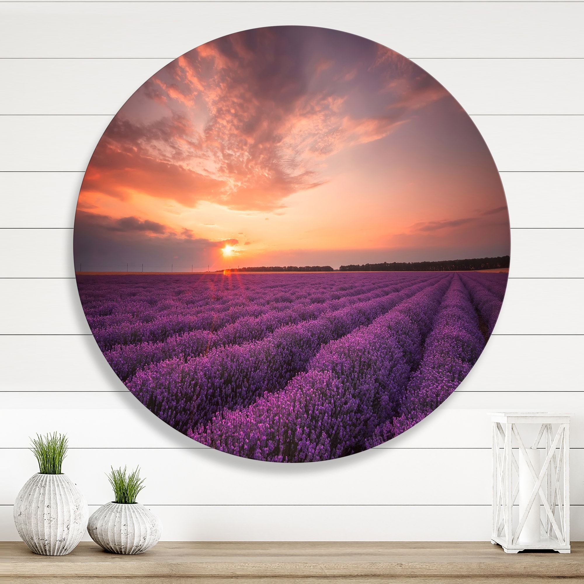 Designart 'Sunrise \u0026 Dramatic Clouds Over Lavender Field XII' Farmhouse  Metal Circle Wall Art - Bed Bath \u0026 Beyond - 33358130, image size:2000x2000