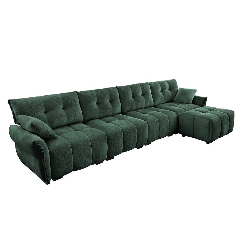 4-Seater U-Shaped Modular Sofa with 1 Ottomans & Pillows