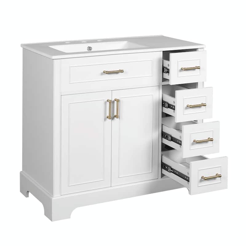 36" Luxury Elegant Bathroom Vanity with Ceramic Sink