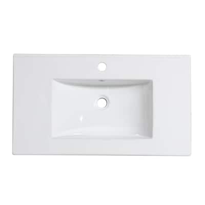 Saint Birch White Ceramic 1 Hole Single Bathroom Vanity Top With Sink