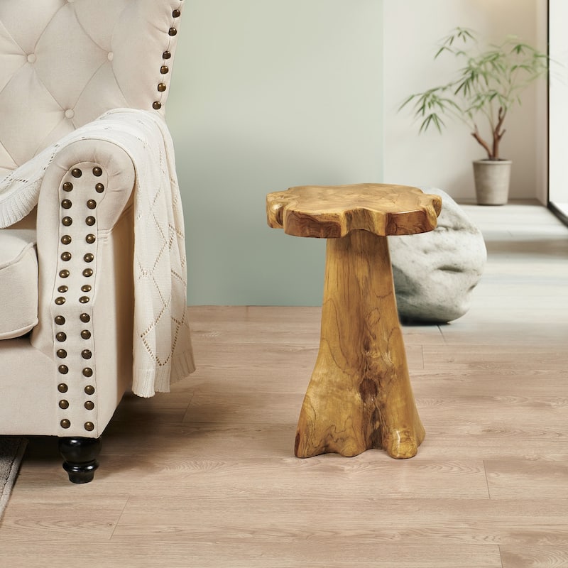 Greenage Teak Plant Stand Natural Edge Side Table