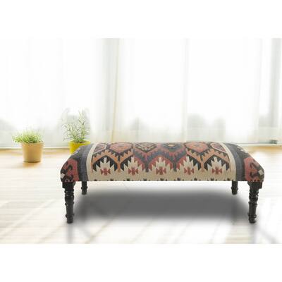LR Home Colorful Southwestern Indoor Bench 16"W x 47"L x 18"H - 3'11" x 1'4"
