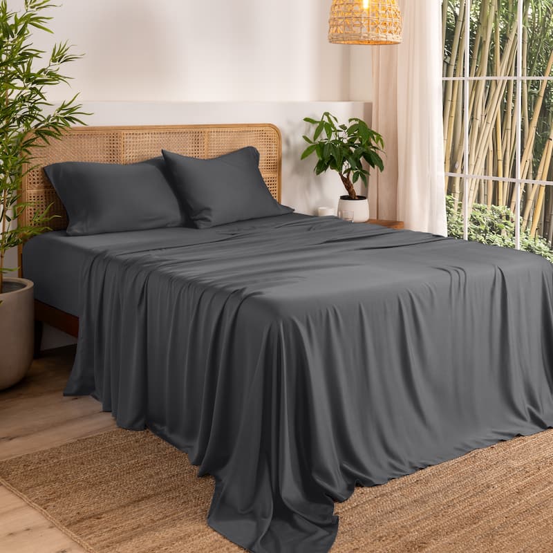 Bare Home Rayon from Bamboo Sheet Set - Deep Pocket - Breathable - Full - Grey