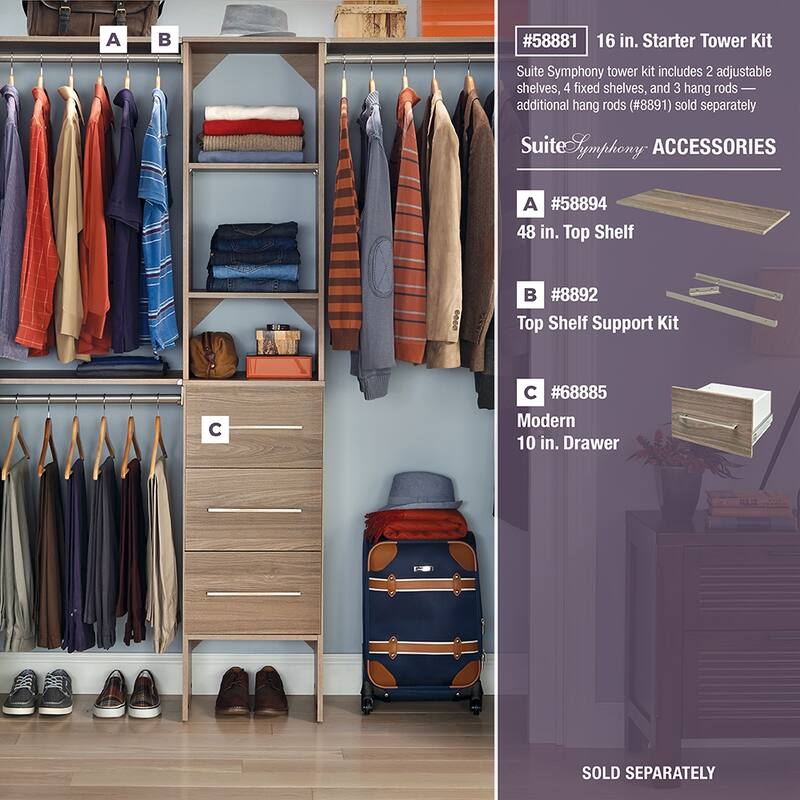 ClosetMaid SuiteSymphony Starter Closet 16-inch Wide Tower Kit